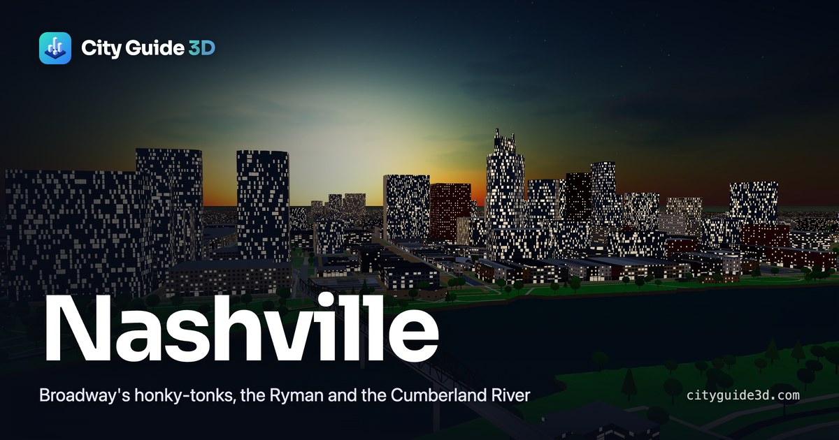 Nashville in 3D: downtown and the Cumberland River